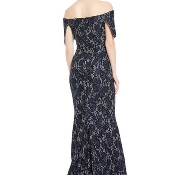 NWT VINCE CAMUTO Women's Off-The-Shoulder Sequin Lace Column Gown - Picture 3 of 4